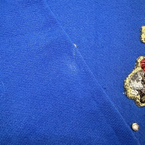 Vintage Jostens Sportswear Jackpot Sweatshirt Large Blue Sequins Casino USA 90s - Picture 2 of 12